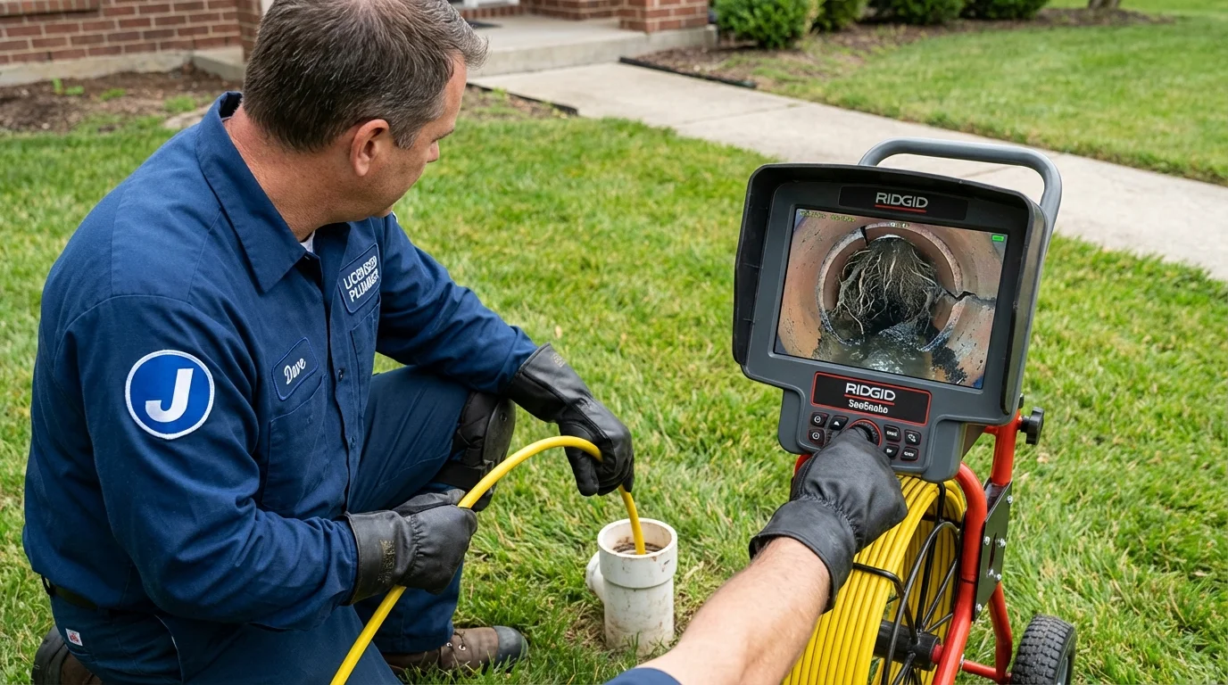 Sewer camera inspection being performed by Johns Plumbing LLC in Belmont